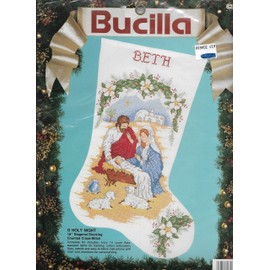 Bucilla Christmas "O Holy Night" 18" Diagonal Counted Cross Stitch Stocking Kit 1990