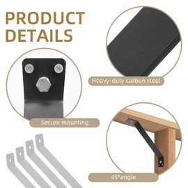 Rasugarlary Inside Mount 45-Degree Angle Bracket, 8 Pcs 7-1/4'' x 1-1/2'' Heavy Duty Connector Corner Brace Inside Joint for Wood Post and Beam Desk Edge Box Pergola Gazebo DIY Kit