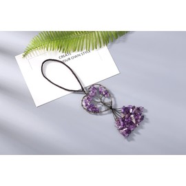 DUQGUHO Purple Car Accessories Amethyst Crystal Rearview Mirror Hanging Accessories Crystal Car Hanging Ornament Heart Shape Hippie Boho Car Accessories Spiritual Decorations for Women