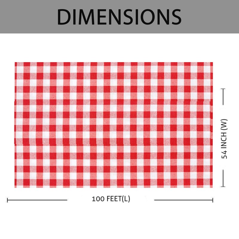 Red Gingham Checkered Table Cloth - Self Cutter Picnic Durable