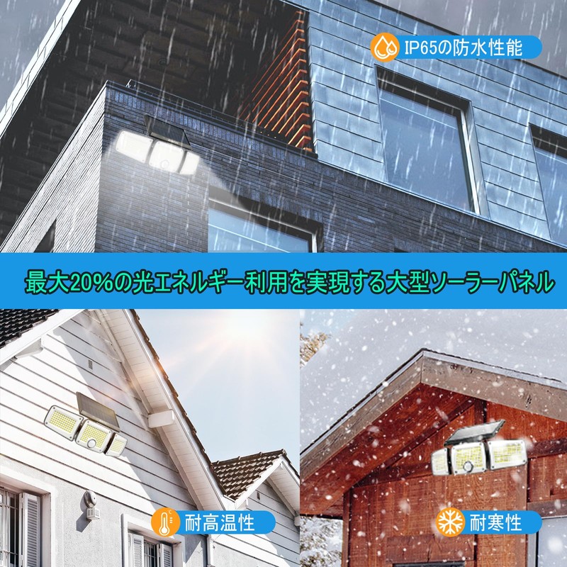 センサーライト 屋外 ソーラー 人感 Anketoo ソーラーライト 屋外 防水 人感センサー「280LED 3面発光 光エネルギー感知3モード