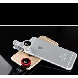 Universal 3in1 Mobile Phone Wide Angle Zoom Camera Fisheye Macro Lens Clip-on Universal