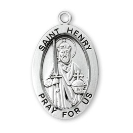 Extel St. Henry Sterling Silver Medal Necklace, Catholic Jewelry Made in USA