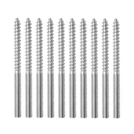 Pack of 10 hanger bolts M6 stainless steel, M6 x 80 mm double head screws, double threaded screws, hanger bolt with threaded rod, for furniture legs, metal bracket, wooden board, mounting material,
