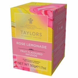 Taylors of Harrogate Rose Lemonade Infusion Individually Wrapped Bags, 20 Count (Pack of 1), Zingy, Refreshing and Fragrant, Caffeine-Free, Enjoy Hot or Iced, 20 Teabags