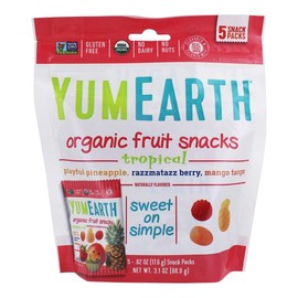 Organic Tropical Fruit Snacks Yum Earth 5 (0.62 oz) Packs Bag