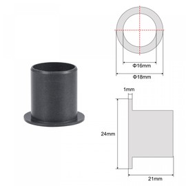 sourcing map Flanged Sleeve Plain Bearings 16 mm Bore 18 mm Outer Diameter 21 mm Length POM Coated Oil-Free Bushings Black Pack of 4