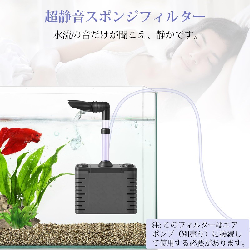 FEDOUR Aquarium Sponge Filter, 7.9 inches (20 cm) Long Quiet