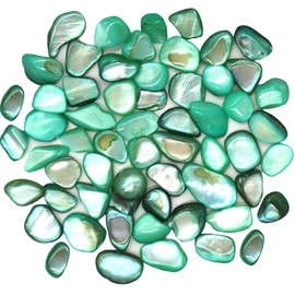 Small Mini Natural Crushed Mother of Pearl Shells for Weddings Vase Filler Home Décor, and Crafts (32 oz (2 lb), Green