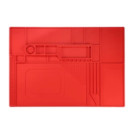 HARFINGTON Soldering Mat 21.7"x15" Silicone Magnetic Soldering Repair Mat Heat Resistant Electronics Work Mat for BGA Soldering Gun Iron Workbench CellPhone Computer Electronics Repair, Red