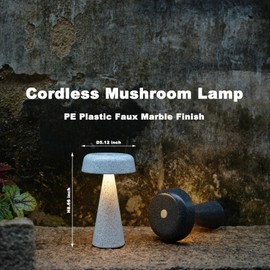 WEILAILUX Cordless Mushroom Lamp Rechargeable, Portable Battery Operated Table Lamp Waterproof, Touch Dimmable Night Light for Bedroom/Patio/Dinning/Outdoor (Gardenia White)