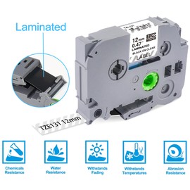 Meritom 2x Compatible P-touch Label Tape for Brother P-touch Tze-131 Tz131 Clear Tapes 12 mm, Black on Transparent Tz Tape 12 mm 0.47 Laminated for Brother P-touch D200 H101c 1010 E110 H110 H105