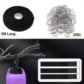 Hook and Loop Straps with 25 Metal Buckles,Cut-to-Length Reusable Cable Ties,Adjustable Fastening Cable Straps,Nylon Securing Cinch Strap, Black