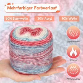 Coopay Gradient Yarn, 4 x 100 g Colour Gradient Wool for Crochet, Multicoloured Gradient Crochet Yarn, Beautiful Colour Gradient Wool, Super Soft Crochet Yarn, Wool for Knitting, Elegant Jumper Hats