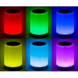 LED-Highlights LED Mood Light Bluetooth Speaker 16 Colours 9.5 x 14.5 cm Table Lamp with Bluetooth Speaker Outdoor Speaker Lamp Music Box Lamp Bluetooth Box (Black)