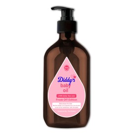 The Goozler Diddy’s Freak Off Edition Baby Oil 16fl.oz Lotion Bottle with Pump Lid Funny Pop Culture Bathroom Home Décor Gift (Dark Apothecary Brown)