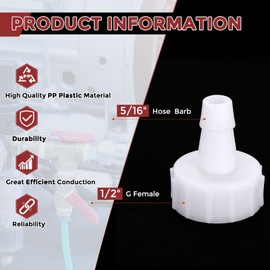 Kozelo Pack of 4 Plastic Hose Barb Fittings 5/16" Hose Barb to 1/2" G Female Fittings