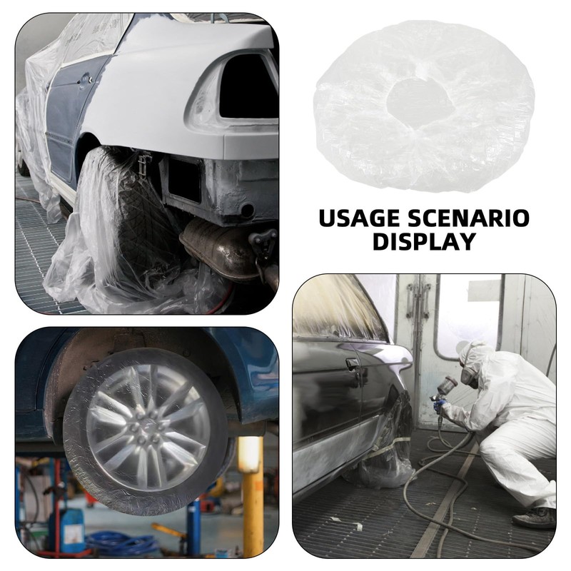 SHINEOFI Disposable Tire Covers for Truck Wheel Protection Transparent Plastic