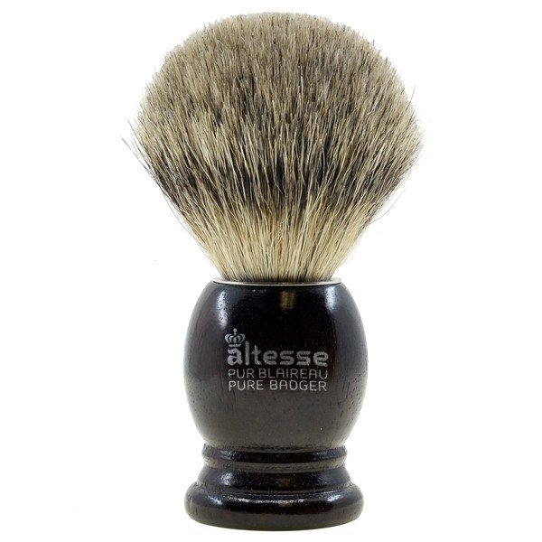 Altesse 75108 European Grey Badger Shaving Brush for Shave Cream, Shaving Soap, Shaving Cream Foam and Lather for Wet Shave With Shaving Razor, Safety Razor, and Straight Razor. Made in France