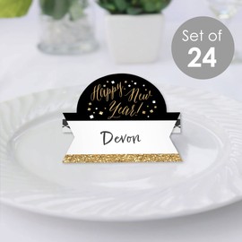 Big Dot of Happiness New Year’s Eve - Gold - New Years Eve Party Tent Buffet Card - Table Setting Name Place Cards - Set of 24