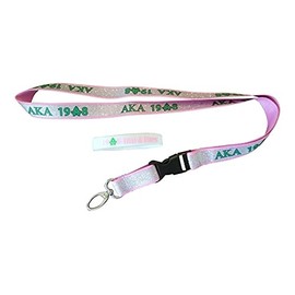 Black Greek Sorority AKA Glitter Lanyard Set (One Lanyard & One Bracelet)