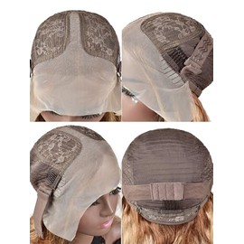 Alimoonbeam 20 Inch Highlight Ombre Lace Front Wig Human Hair Body Wave T Part Honey Blonde Glueless HD Transparent Lace Frontal Wigs for Women 180% Density Human Hair Pre Plucked with Baby Hair