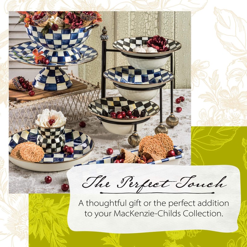 MacKenzie-Childs Courtly Check Serving Bowl, Large 12-Inch Serving Dish, Enamel