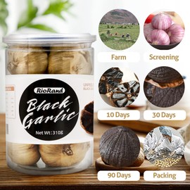 RioRand Black Garlic 310g Whole Black Garlic Aged for Full 90 Days Black Garlic Jar 0.68 Pounds