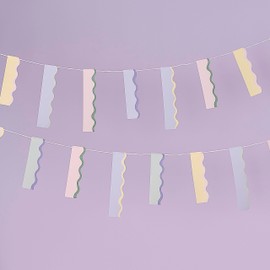 Ginger Ray Pastel Wavy Card Stick Garland Bunting Hanging Party Decoration 5m
