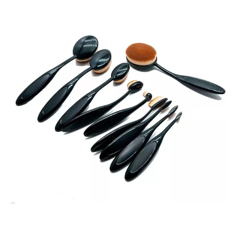 Make Up 10 Brochas Profesional Maquillaje Difuminar Kabuki Alta Cali