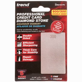 Trend 3-Inch Credit Card Diamond Sharpening Stone, Double-Sided 300 & 600 Grit, Compact Size with Storage Wallet, DWS/CC/FC
