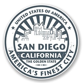 2 x 10 cm San Diego Usa Flag Car Sticker Laptop Luggage Tag # 6700, 10CM x 10CM