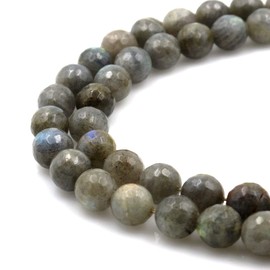 BRCbeads Natural Faceted Labradorite Gemstone Round Loose Beads 14mm Approxi 15.5 inch 25pcs 1 Strand per Bag for Jewelry Making
