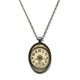 Victorian Vault Time Clock Steampunk Pendant Necklace on Chain (Design 006)