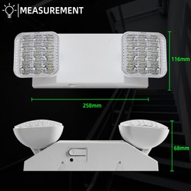 Enjvvs LED Emergency Lighting with Battery Backup,Two Square Adjustable Heads, Battery for 90 Minutes Emergency Duration, Combo for Business, 120V/277V AC, UL Listed, 1 Pack