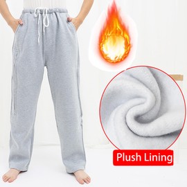 AUSTYLCO Fleece Lined Winter Urine Bag Holder Pants with Zippered Pockets,Incontinence Catheter Pants,Urine Bag Holder Trousers for Nephropathy Nephrostomy,Cystostomy,Eelderly