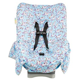 Niko Easy Wash Children's Car Seat Cover & Liner - 100% Cotton Jersey - Blue Unicorn - Universal FIT - Crash Tested - Waterproof SEAT Bottom - Mess Protection - Easy to Clean - Machine Washable