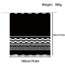 FAIRYGATE Duschborhang Shower Curtain Waterproof 180 x 180 cm Bath Curtain Made of Polyester Fabric Washable Bath Curtain with 12 Rings for Shower and Bathtub Black B8406