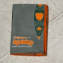 Surf and Racquet Towels, Quick Dry, Sand Resistant, Light Weight and Compact (Kayak Green and Orange, 78 x 35 Towel)
