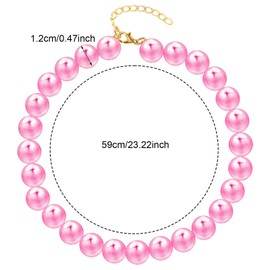 Ymapinc Chunky Pearl Pink Dog Collar, Adjustable Pearl Necklace for Dogs, Fancy Beaded Collar for Female Dogs