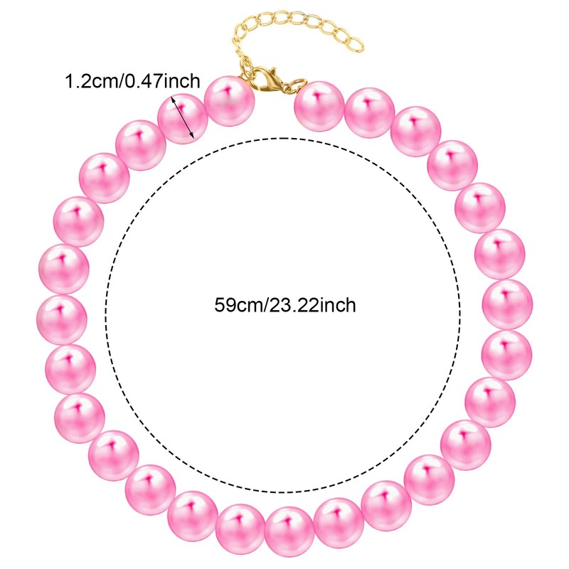 Ymapinc Chunky Pearl Pink Dog Collar, Adjustable Pearl Necklace for
