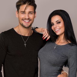 MILACOLATO 925 Sterling Silver Cross Necklace for Men Women Silver Crucifix Chain with Christian Cross Pendant - Classic Religious Jewelry for Everyday Wear