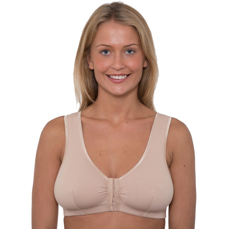 Gemm Womens's Front Fastening Mastectomy Bras with Pockets Non Wired