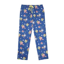 Spongebob Squarepants Characters & Bubbles Mens' Blue Sleep Pajama Pants - XXL