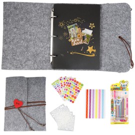 Set Felt Photo Album, Photo Album for DIY, Black Pages Photo Book, DIY Gift for Valentine's Day, Anniversary, Birthday Gift (Medium)