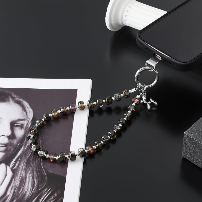 richginker Crystal Phone Wrist Strap Phone Charm Chain Keychain Beaded