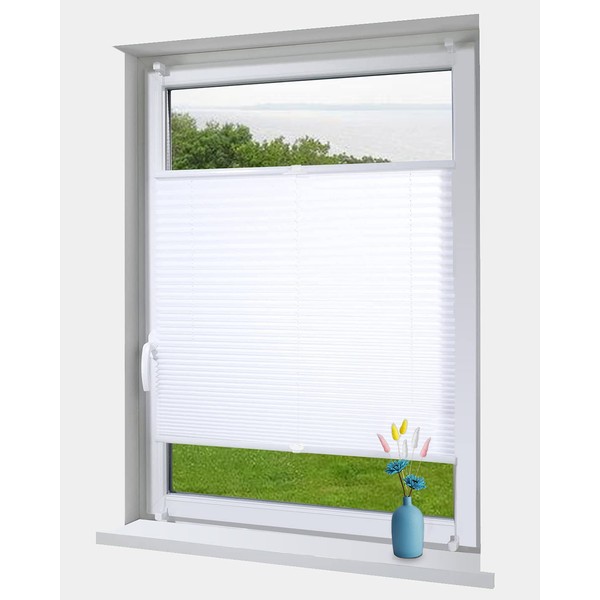 OBdeco Pleated Blinds Klemmfix without Drilling, Folding Blinds for Windows, Opaque Sun Protection, Easyfix