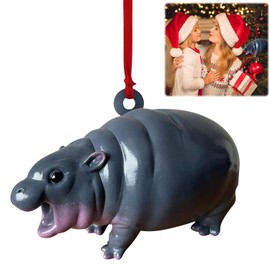 Bouncy Pork Pygmy Hippo Statue,M-o-o|Deng Hippo,Home Furnishing Decoration Charm,Creative Decorative Ornaments Modern Tabletop Decor for Bookshelf Car Bedroom (A)