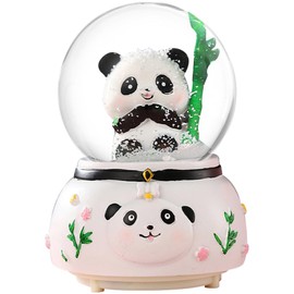 Panda Snow Globe, caja de música de 80 mm para decoración del hogar, cumpleaños para niñas, A