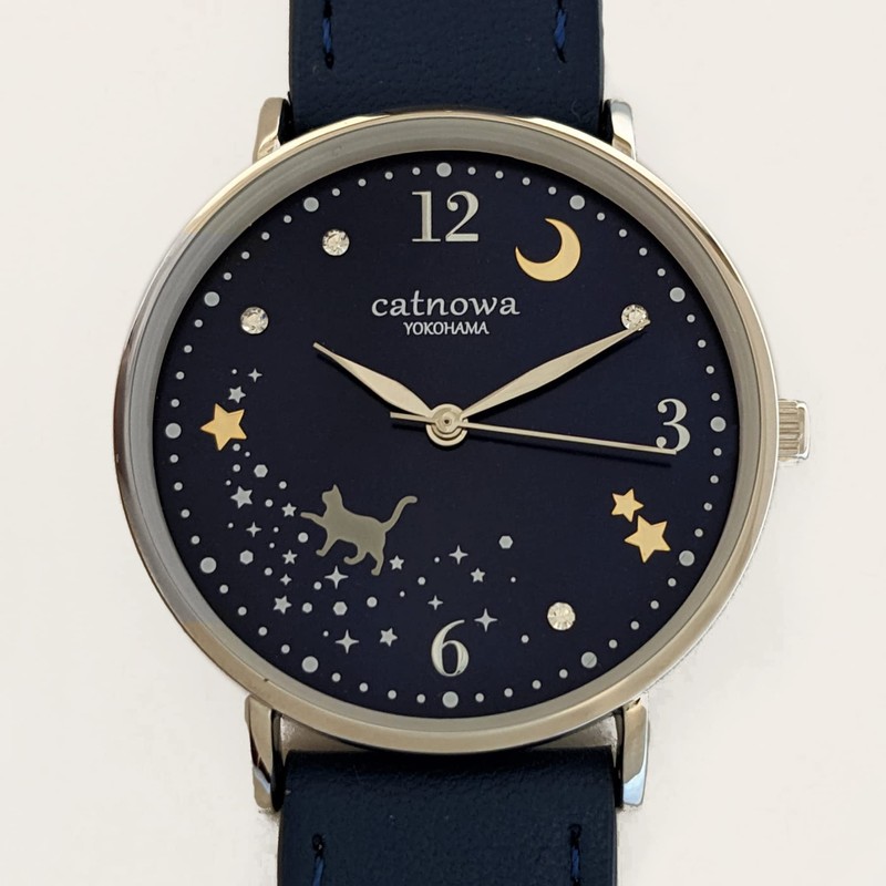Women's Watch, Genuine Leather, Cute Cat Goods, Popular, Present, navy,